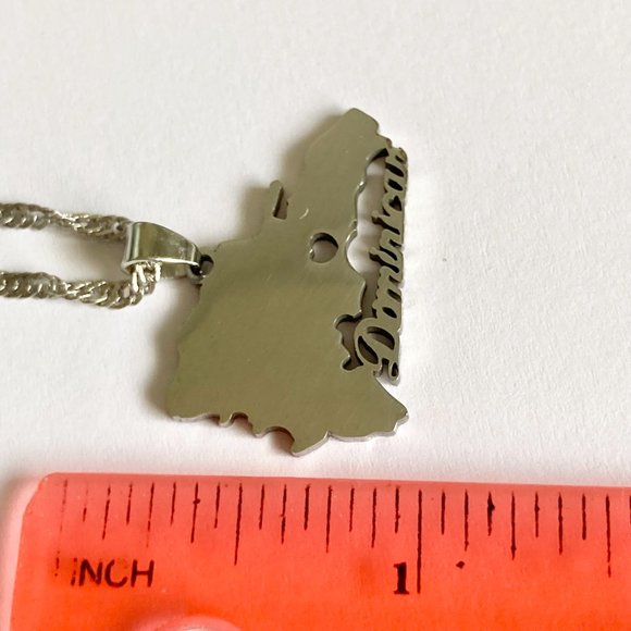 Dominican Republic Map Flag Necklace Stainless Steel 19" Chain Silver Tone - Picture 7 of 7